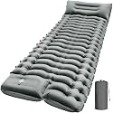 FUN PAC Camping Sleeping Pad with Pillow Built-in Foot Pump Inflatable Sleeping Pads Compact for Camping Backpacking Hiking Traveling - Gray