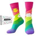 Fun Socks for Women, Rainbow Design,Stocking Stuffers, Size 6-12