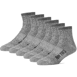 fun toes merino wool ankle socks pack of 6 arch support and cushioning heel to toe reinforcement ideal for hiking