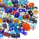 Assorted Glass Beads for Jewelry Making Adults, Bulk Glass Beads for Crafts, Lampwork Murano Bead Mix for Bracelets and Necklaces, Crafting Beads Supplies Kit, Large &amp; Small Beads