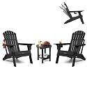 FUNBERRY Adjustable Backrest Adirondack Chair 1/2/4 (Black, 2 Chairs+1 Table)