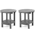 FUNBERRY Outdoor Adirondack Side Table Set of 2, Patio End Tables