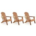 FUNBERRY Oversized Folding Adirondack Chair Set of 3, Fire Pit Chair 400LBS