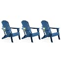 FUNBERRY Oversized Folding Adirondack Chair Set of 3, Fire Pit Chair 400LBS