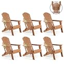 FUNBERRY Oversized Folding Adirondack Chair Set of 6, Fire Pit Chair 400LBS