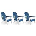 FUNBERRY Oversized Folding Adirondack Chair Set of 3, Fire Pit Chair 400LBS