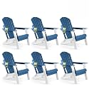FUNBERRY Oversized Folding Adirondack Chair Set of 6, Fire Pit Chair 400LBS