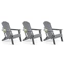 FUNBERRY Oversized Folding Adirondack Chair Set of 3, Fire Pit Chair 400LBS