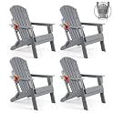 FUNBERRY Oversized Folding Adirondack Chair Set of 4, Fire Pit Chair 400LBS
