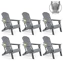 FUNBERRY Oversized Folding Adirondack Chair Set of 6, Fire Pit Chair 400LBS