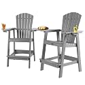 FUNBERRY Tall Adirondack Chairs Set of 2 with Table, High Top Balcony Chair