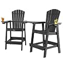 FUNBERRY Tall Adirondack Chairs Set of 2 with Table, High Top Balcony Chair