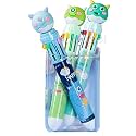 FunBlast 10 In 1 Pens For Kids - Pack Of 3, Cartoon Ball Pen Set For School &amp; Office, Kawaii Aesthetic Pens Set, 10 Ink Colors, Ink Blue