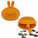 FunBlast Cute Bunny Shape Silicone Coin Purse for Kids &amp; Adults – Mini Pouch for Coins, Earphones, Keys &amp; Small Essentials, Aesthetic Pouches for Girls &amp; Women - 12 X 9.5 X 3 Cm (Bunny-Brown)