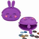 FunBlast Cute Bunny Shape Silicone Coin Purse for Kids &amp; Adults – Mini Pouch for Coins, Earphones, Keys &amp; Small Essentials, Aesthetic Pouches for Girls &amp; Women - 12 X 9.5 X 3 Cm (Bunny-Purple)