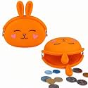 FunBlast Cute Bunny Shape Silicone Coin Purse for Kids &amp; Adults – Mini Pouch for Coins, Earphones, Keys &amp; Small Essentials, Aesthetic Pouches for Girls &amp; Women - 12 X 9.5 X 3 Cm (Bunny-Orange)