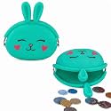 FunBlast Cute Bunny Shape Silicone Coin Purse for Kids &amp; Adults – Mini Pouch for Coins, Earphones, Keys &amp; Small Essentials, Aesthetic Pouches for Girls &amp; Women - 12 X 9.5 X 3 Cm (Bunny-Green)