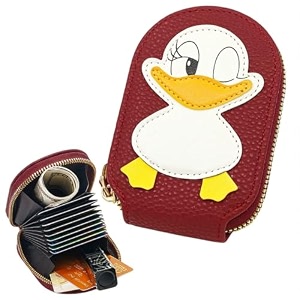 funblast cute duck card holder  13 compartment mini pu leather wallet for kids amp women compact zipper pouch for cards amp cash small travel-friendly purse maroon