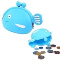 FunBlast Cute Fish Shape Silicone Coin Purse for Kids &amp; Adults – Mini Pouch for Coins, Earphones, Keys &amp; Small Essentials, Aesthetic Pouches for Girls &amp; Women - 12 X 9.5 X 3 Cm (Sky Blue)