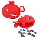 FunBlast Cute Fish Shape Silicone Coin Purse for Kids & Adults – Mini Pouch for Coins, Earphones, Keys & Small Essentials, Aesthetic Pouches for Girls & Women - 12 X 9.5 X 3 Cm (Red)