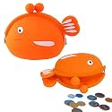 FunBlast Cute Fish Shape Silicone Coin Purse for Kids & Adults – Mini Pouch for Coins, Earphones, Keys & Small Essentials, Aesthetic Pouches for Girls & Women - 12 X 9.5 X 3 Cm (Orange)