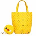 FunBlast Foldable Shopping Bag – Cartoon Design Carry Bag with Zipper Pouch, Foldable Tote Bag for Girls &amp; Women, Multipurpose Reusable Pouch Bags, Lightweight Travel Handbag with Handle Strap (Duck)