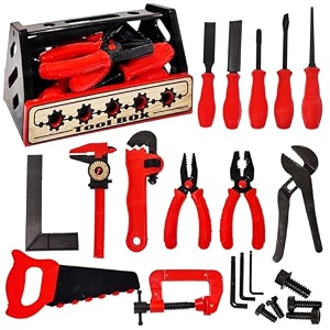 funblast pretend play tool kit for kids  22 pieces diy construction workshop set with carrying box role play engineering toys for boys amp girls multicolor