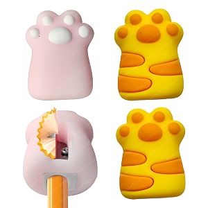 funblast cats paw sharpener for kids  pack of 4 pcs kawaii pencil sharpener for kid fancy sharpeners school amp office stationery kit for kids birthday return gifts for kid - multicolor