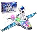 FunBlast Transparent Electric Airplane for Kids, 360° Rotating Universal Wheel Bump and Go Toys for Kids, DIY Toys, 3D Musical Airplane Toy for 3+ Years Boys, Airplane Toy with Flashing Lights