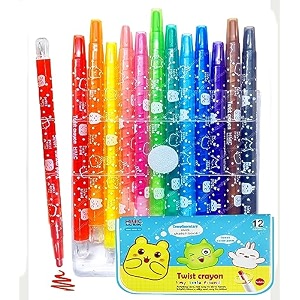funblast twist crayons for kids-12 pcs crayon set with coloring book for kidscoloring kitcrayon for drawing and painting for kidart and craft kitbirthday return gifts for kidink color-multicolor