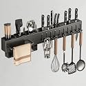 FunBlast Wall Mounted Shelf for Kitchen Utensils Rack with Towel Hanger, Spatula Ladle Hanging Hooks, Cutlery Holder, Floating Shelf for Kitchen Utensils – 60 x 7 x 6 cm