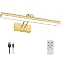 Picture Light,3CCT Battery Art Lights for Wall,Wireless Remote Painting Light with Timer and Dimmable,16”Metal Display Lighting for Artwork,Portrait,Gallery-Brass-L