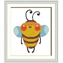 Funcrostitch Counted Cross Stitch Kits for Beginners,14ct Unprinted Pattern Embroidery Kit Dmc Cotton Threads Needleworks for Adults-A Lovely Bee 9"X11"