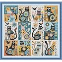 Funcrostitch Counted Cross Stitch Kits for Beginners,14ct Unprinted Pattern Embroidery Kit Dmc Cotton Threads Needleworks for Adults-Twelve Black Cats 18"×17"