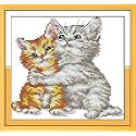 Funcrostitch Counted Cross Stitch Kits for Beginners,14ct Unprinted Pattern Embroidery Kit Dmc Cotton Threads Needleworks for Adults-Love Each Other 8.3"X7.9"