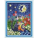 Funcrostitch Counted Cross Stitch Kits for Beginners,14CT Unprinted Pattern Embroidery Kit DMC Cotton Threads Needleworks for Adults-Cats Under the Sun (1) 7.5"×11"