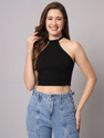 FUNDAY FASHION Casual Solid Women Black Top