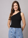 FUNDAY FASHION Casual Solid Women Black Top