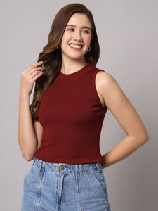 FUNDAY FASHION Casual Solid Women Maroon Top