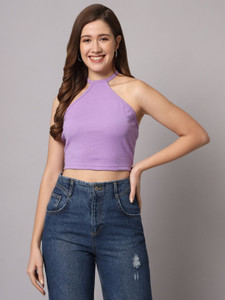 FUNDAY FASHION Casual Solid Women Purple Top