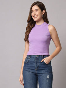 FUNDAY FASHION Casual Solid Women Purple Top