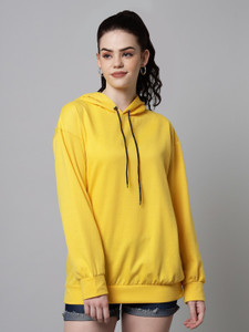 funday fashion women full sleeve solid hooded sweatshirt
