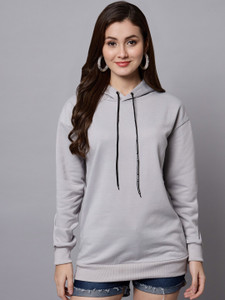 funday fashion women full sleeve solid hooded sweatshirt