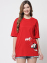FUNDAY FASHION Women Graphic Print Round Neck Cotton Blend Red T-Shirt