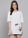 FUNDAY FASHION Women Graphic Print Round Neck Cotton Blend White T-Shirt