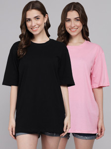 FUNDAY FASHION Solid Women Round Neck Black
