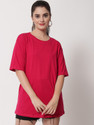 FUNDAY FASHION Solid Women Round Neck Pink T-Shirt