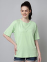 FUNDAY FASHION Women Solid Round Neck Cotton Blend Green T-Shirt