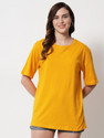 FUNDAY FASHION Solid Women Round Neck Yellow T-Shirt