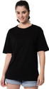 FUNDAY FASHION Solid Women Round Neck Black T-Shirt